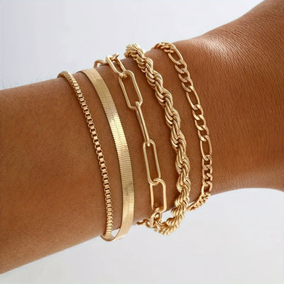 57 Pieces/ Set Golden Necklaces & Rings & Earrings & Bracelets Jewelry Set