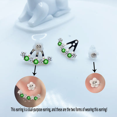 Delicate Flower Shaped Crystal Dangle Earrings