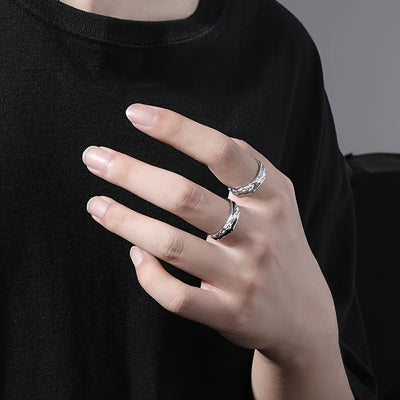 Adjustable Couple's Ring Set - Unique Irregular Texture