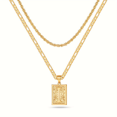 2pcs Initial Letter Necklaces & Chain Necklace, Jewelry Gifts For Men Women