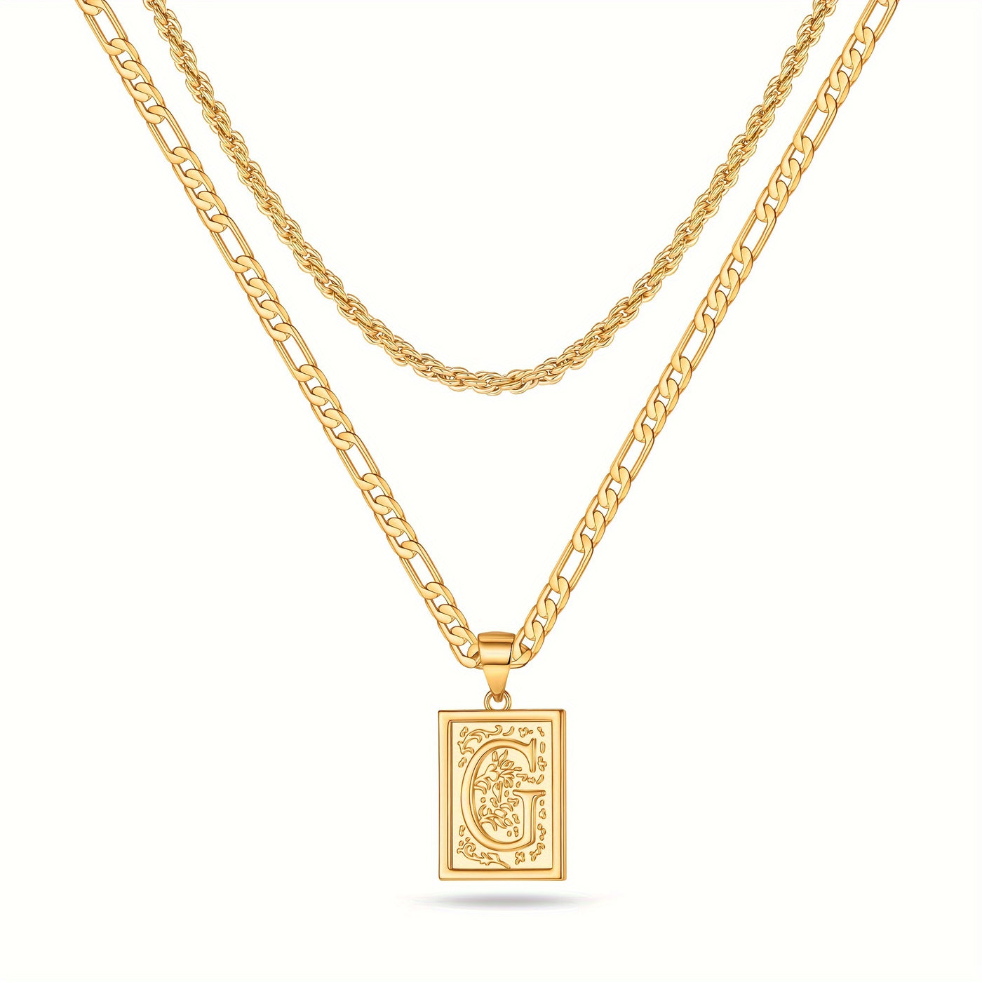 2pcs Initial Letter Necklaces & Chain Necklace, Jewelry Gifts For Men Women