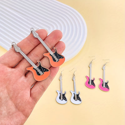 Funny Retro Punk Electric Guitar Drop Earrings Hip Hop Style