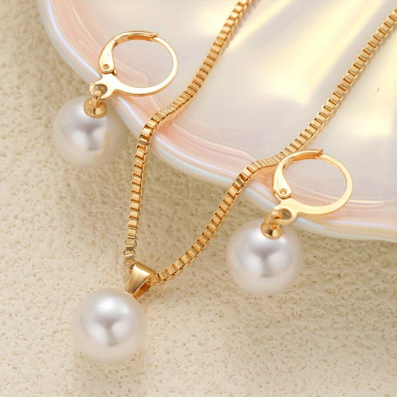 3pcs Fashion Gold-Tone Alloy Chain Necklace and Earrings Set