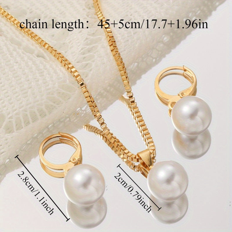 3pcs Fashion Gold-Tone Alloy Chain Necklace and Earrings Set