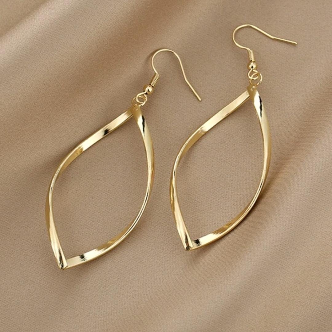 Hollow Twisted Dangle Earrings Elegant Simple Style