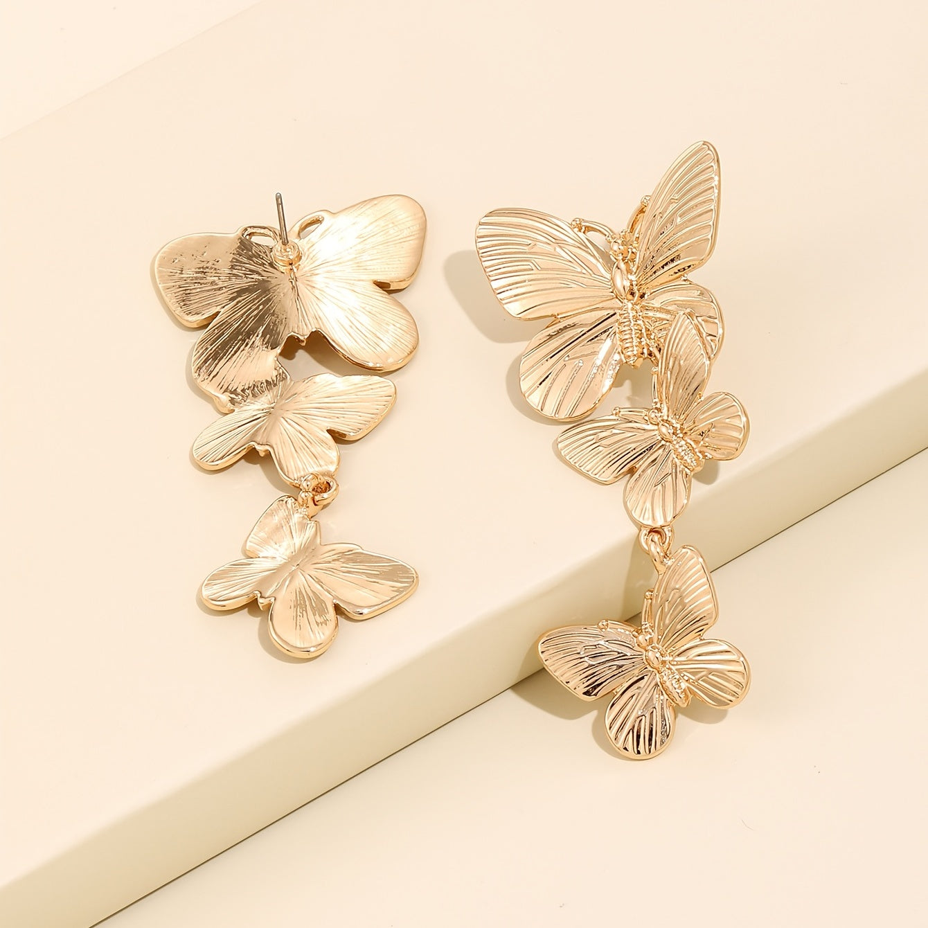 Golden Large Butterfly Long Earrings Animal Personality