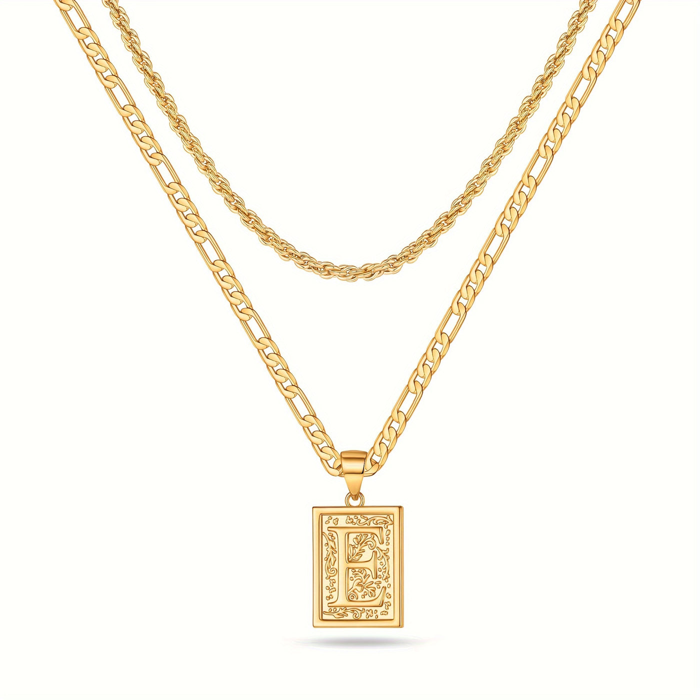 2pcs Initial Letter Necklaces & Chain Necklace, Jewelry Gifts For Men Women