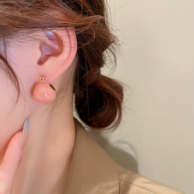 Chunky Enamel Hoop Earrings Simple Japanese / Korean Style