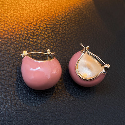 Chunky Enamel Hoop Earrings Simple Japanese / Korean Style