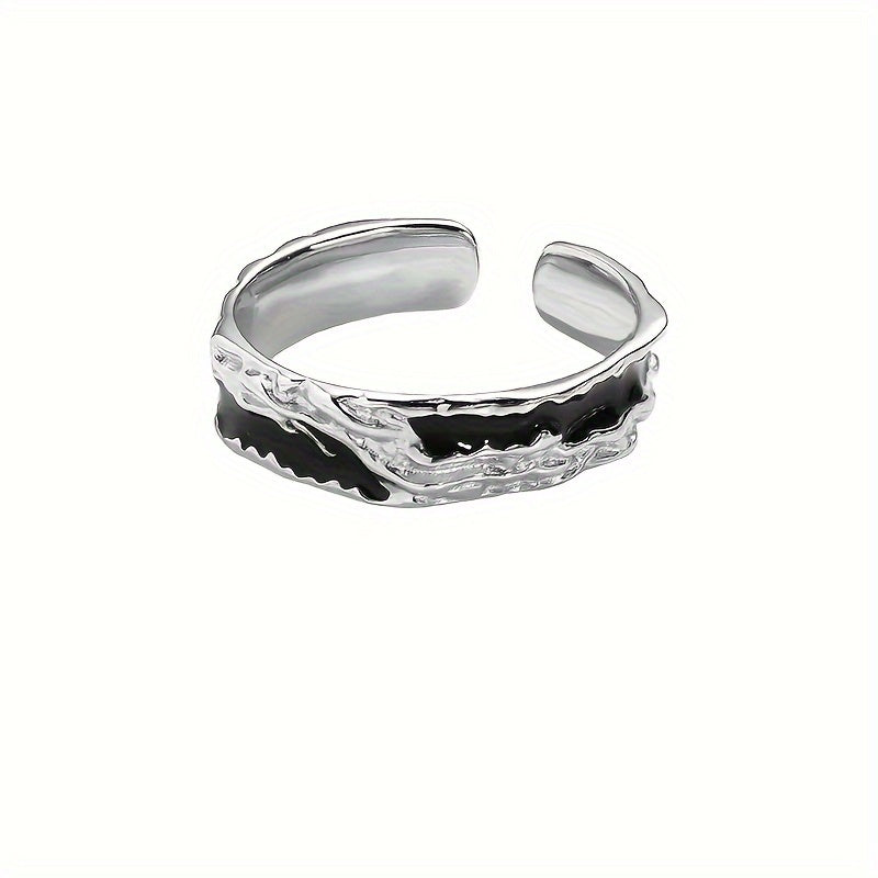 Adjustable Couple's Ring Set - Unique Irregular Texture