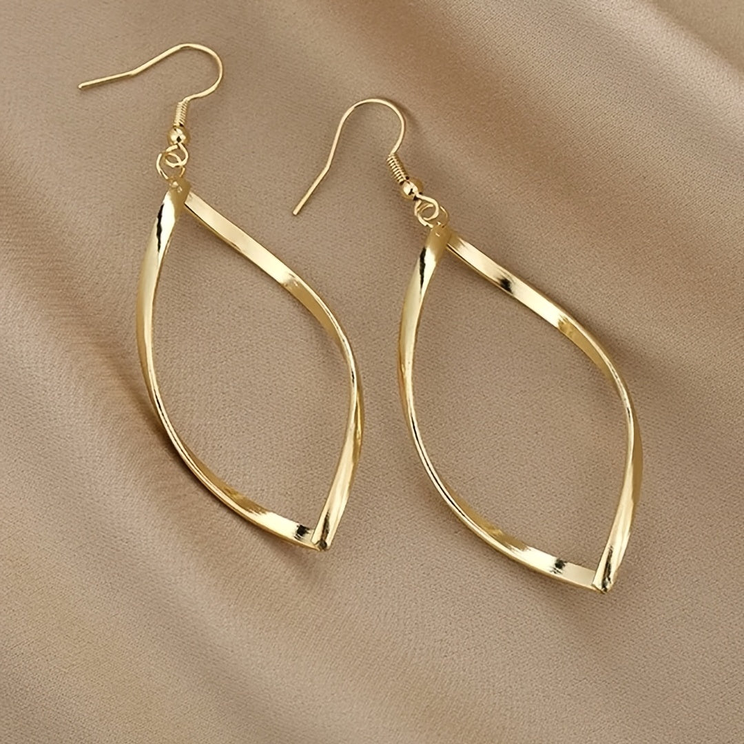 Hollow Twisted Dangle Earrings Elegant Simple Style