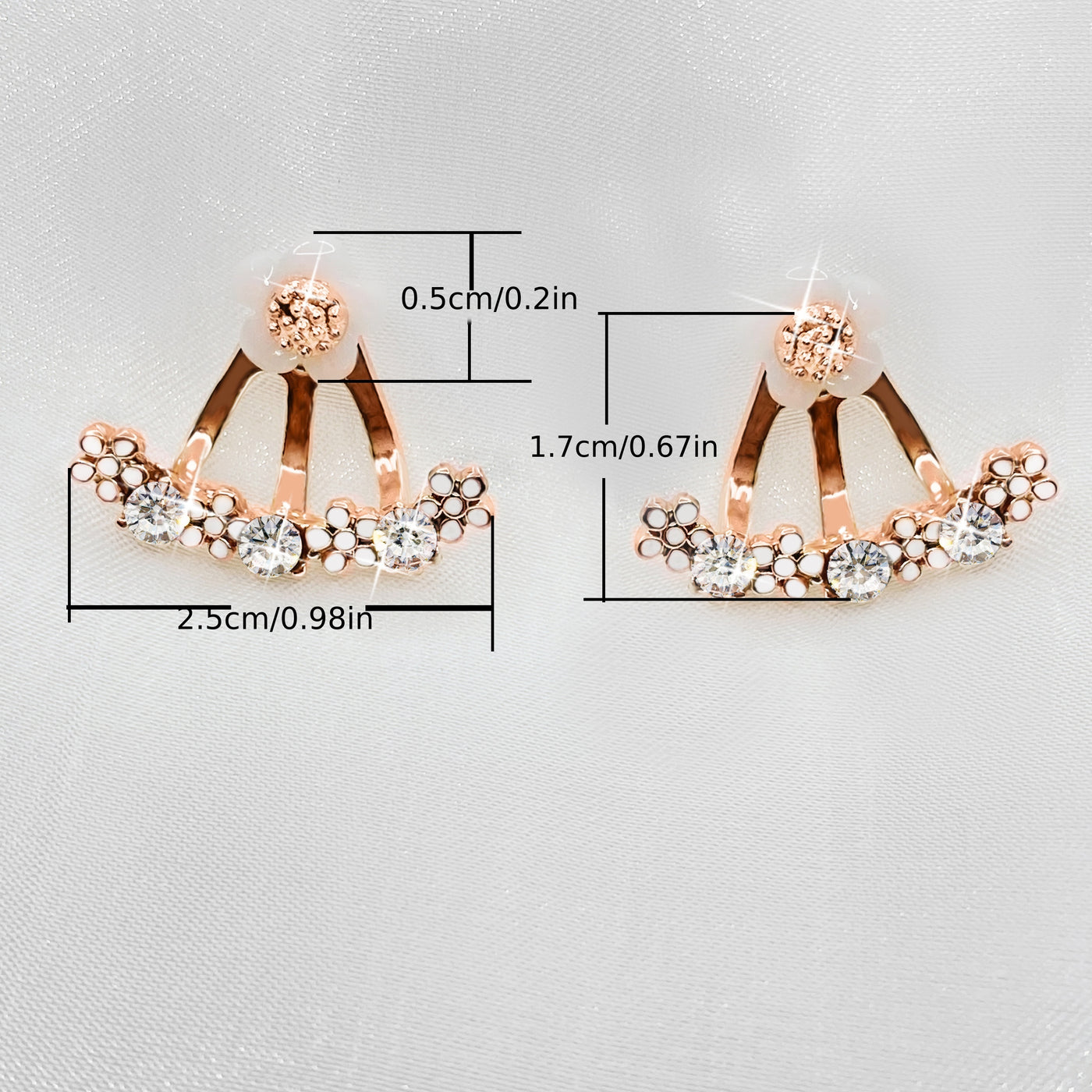 Delicate Flower Shaped Crystal Dangle Earrings