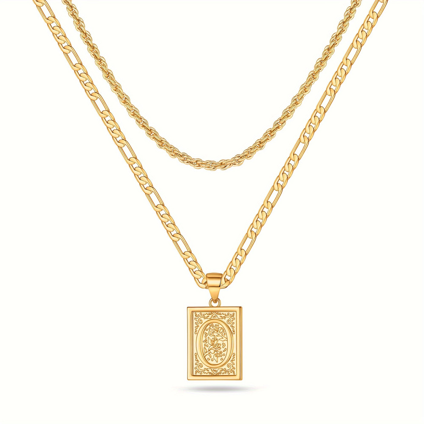 2pcs Initial Letter Necklaces & Chain Necklace, Jewelry Gifts For Men Women