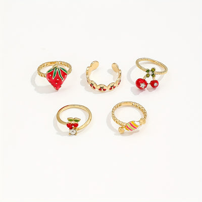 5pcs Women'S Fashion Rings Set, Cute Sexy Stacking Alloy Rings