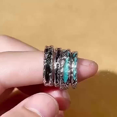 Adjustable Couple's Ring Set - Unique Irregular Texture