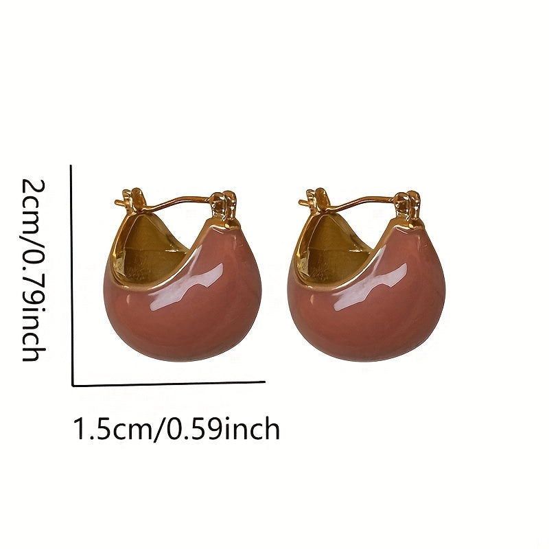 Chunky Enamel Hoop Earrings Simple Japanese / Korean Style