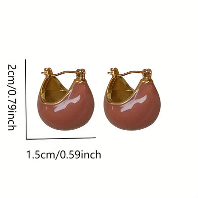 Chunky Enamel Hoop Earrings Simple Japanese / Korean Style