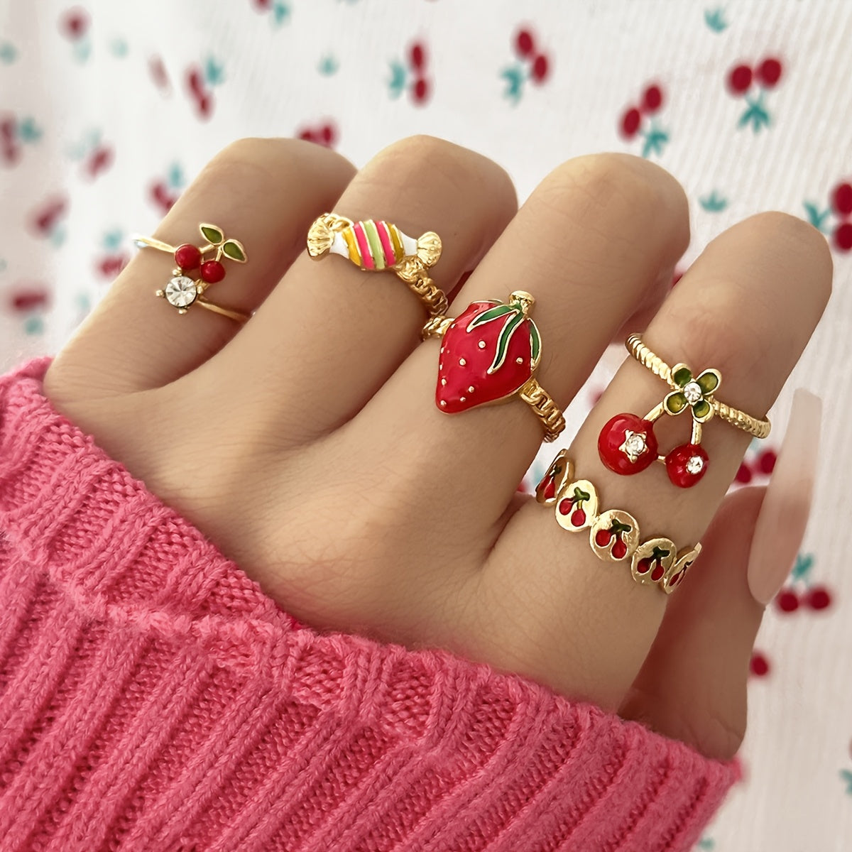 5pcs Women'S Fashion Rings Set, Cute Sexy Stacking Alloy Rings