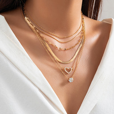 6pcs Golden Chokers Necklace Set For Women Girls