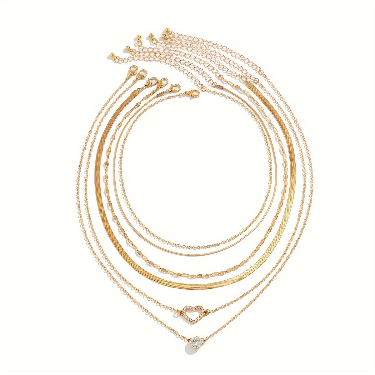 6pcs Golden Chokers Necklace Set For Women Girls