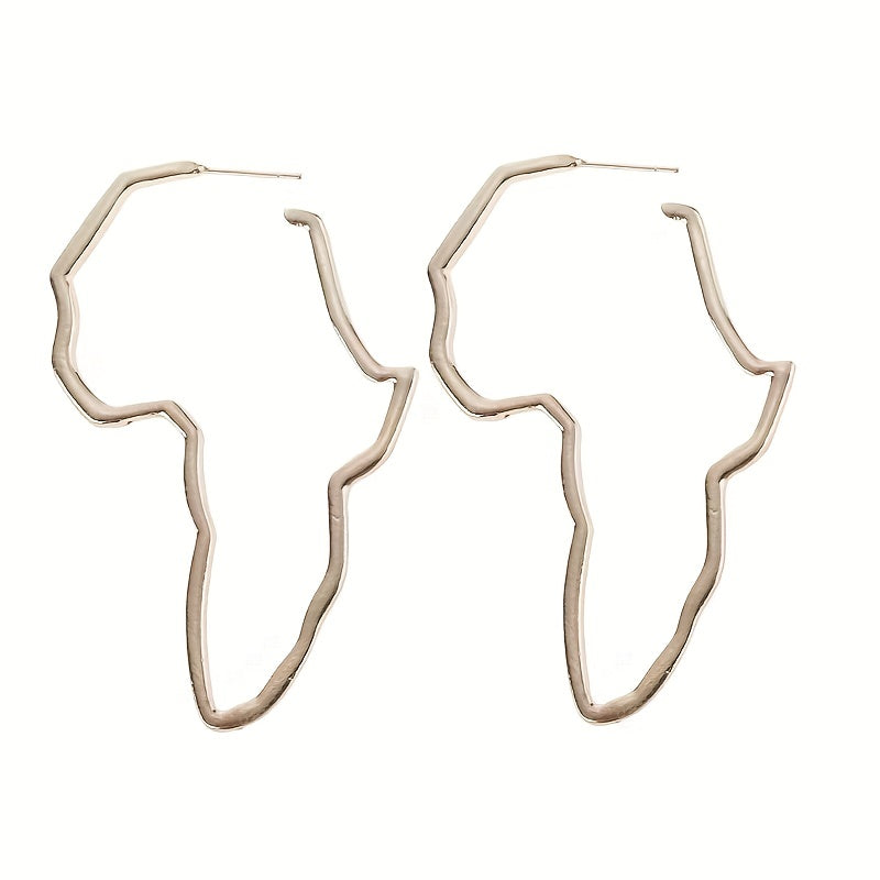 Pair of Fashionable and Exaggerated Hollow African Map Earrings