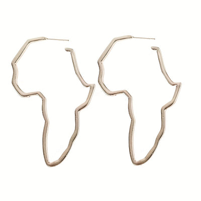 Pair of Fashionable and Exaggerated Hollow African Map Earrings