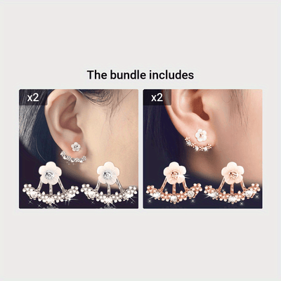 Delicate Flower Shaped Crystal Dangle Earrings