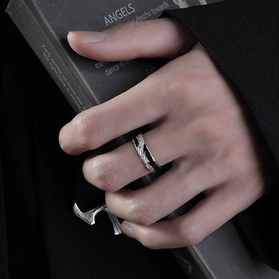 Adjustable Couple's Ring Set - Unique Irregular Texture