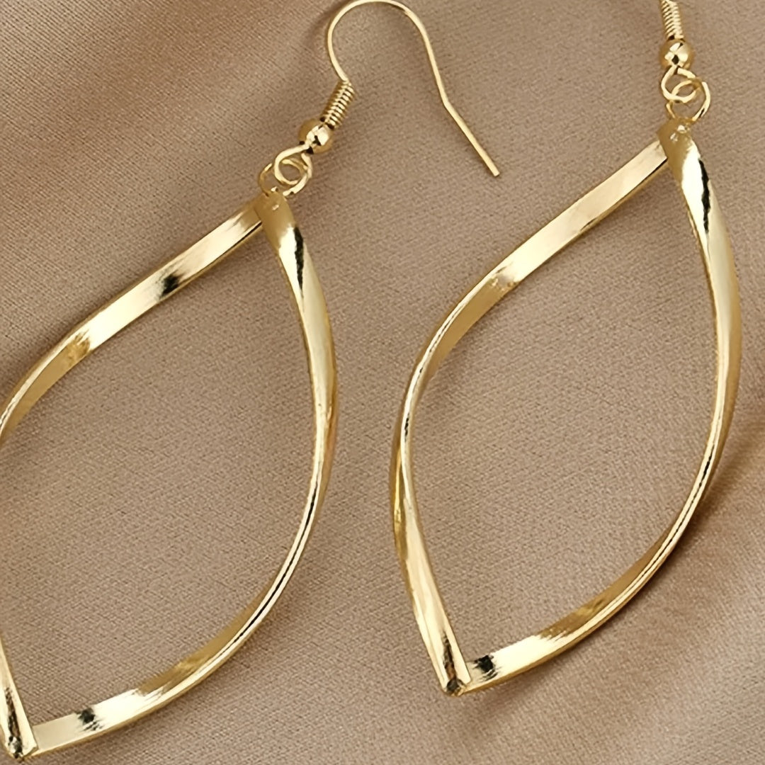 Hollow Twisted Dangle Earrings Elegant Simple Style
