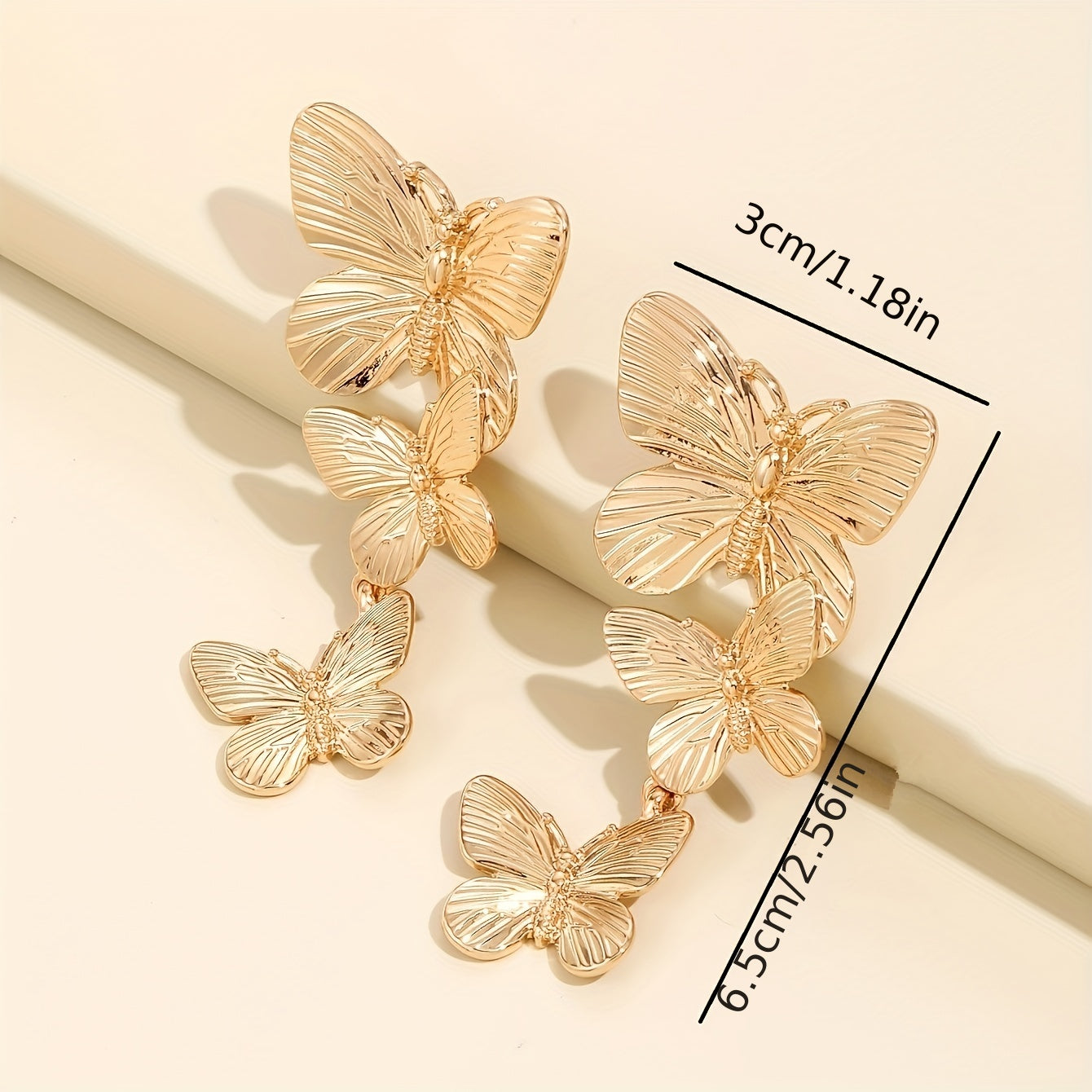 Golden Large Butterfly Long Earrings Animal Personality