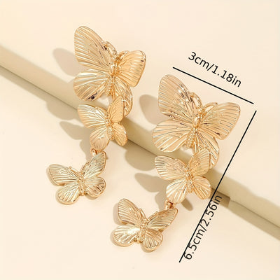 Golden Large Butterfly Long Earrings Animal Personality