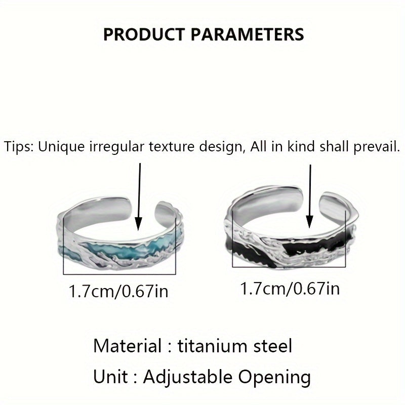 Adjustable Couple's Ring Set - Unique Irregular Texture