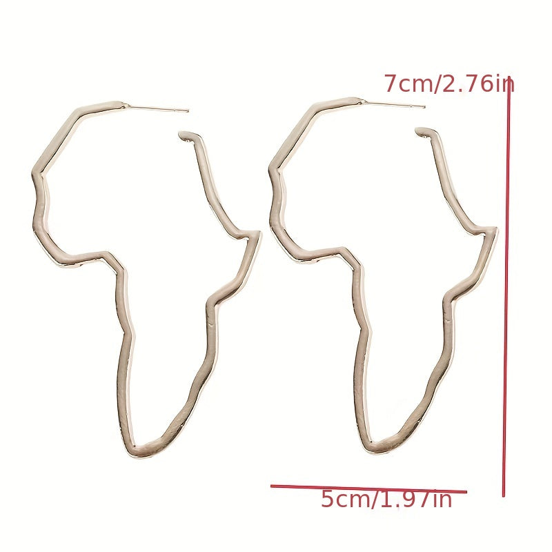 Pair of Fashionable and Exaggerated Hollow African Map Earrings