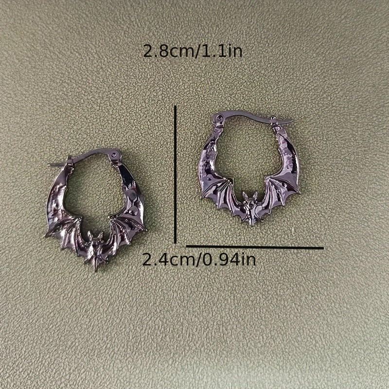 Cute Creative Bat Design Golden/ Silvery/ Black Hoop Earrings