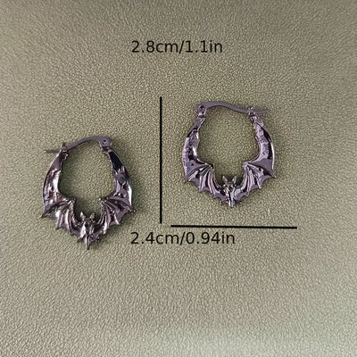Cute Creative Bat Design Golden/ Silvery/ Black Hoop Earrings