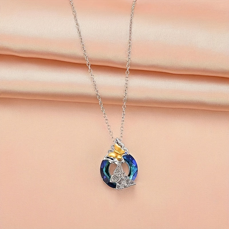 3pcs Colorful Butterfly Pendant Necklaces, Simple Fashion For Girls