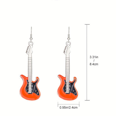 Funny Retro Punk Electric Guitar Drop Earrings Hip Hop Style