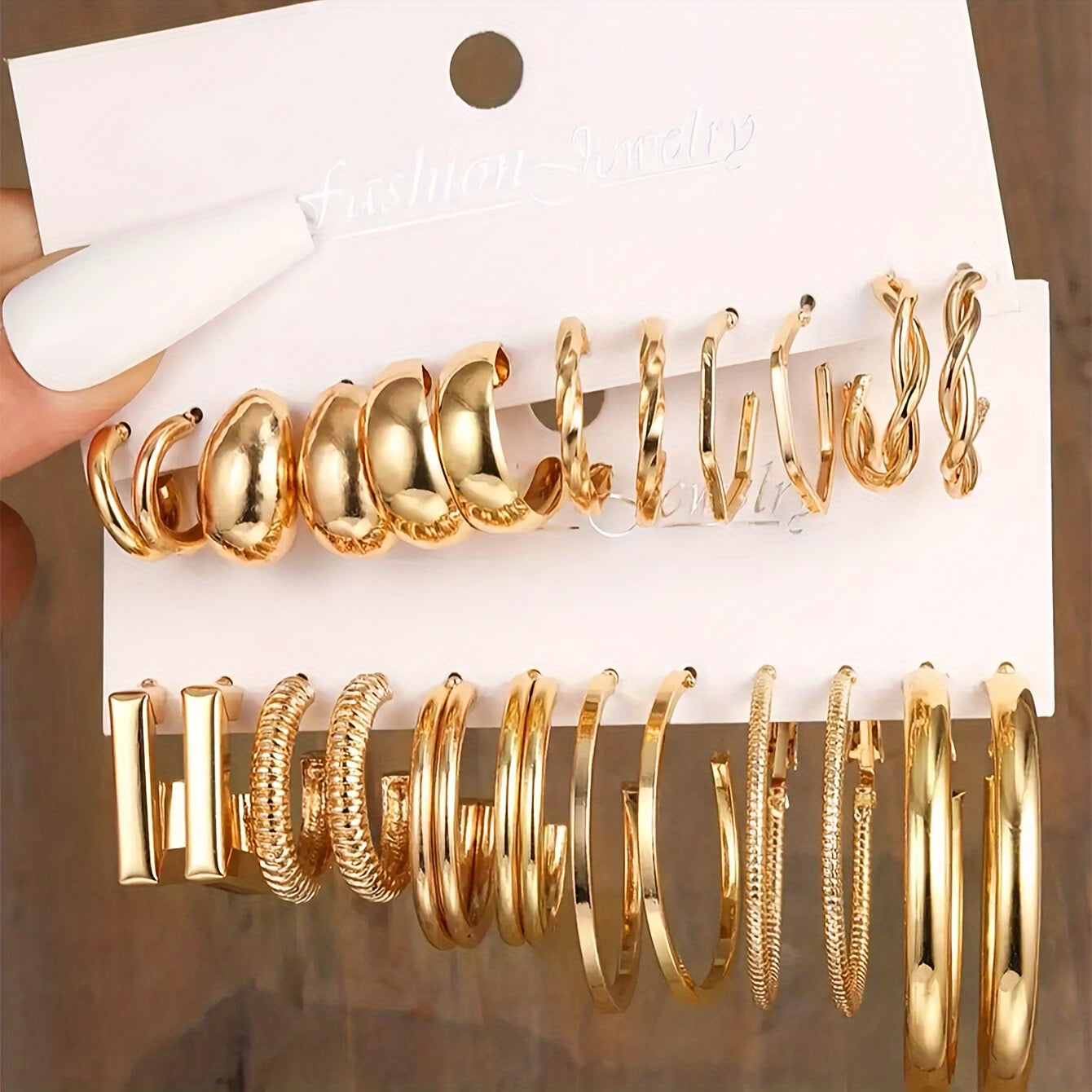 57 Pieces/ Set Golden Necklaces & Rings & Earrings & Bracelets Jewelry Set