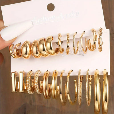 57 Pieces/ Set Golden Necklaces & Rings & Earrings & Bracelets Jewelry Set