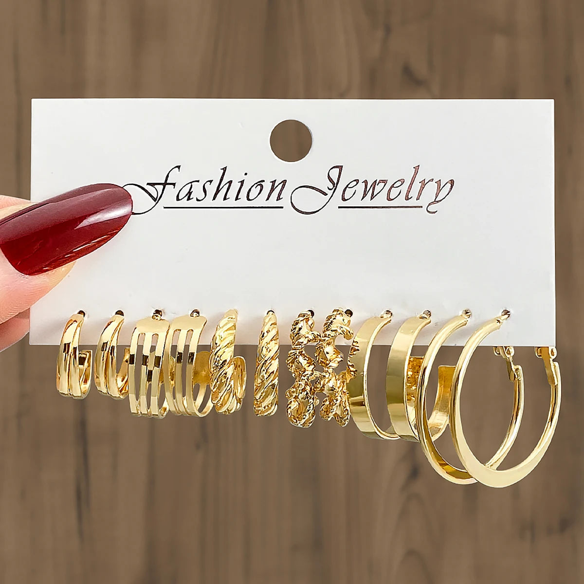 Fashion Gold Pearl Geometric Design Hoop Earrings Set for Women Jewelry