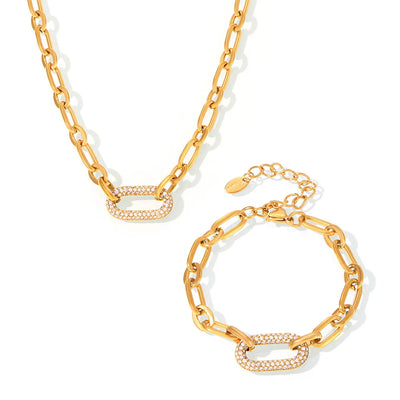Factory Cuban Chain Couple Necklace Bracelet Jewelry Sets