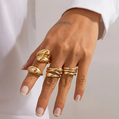 Fashion 4Pcs Irregular Rings Set for Women Punk Personality