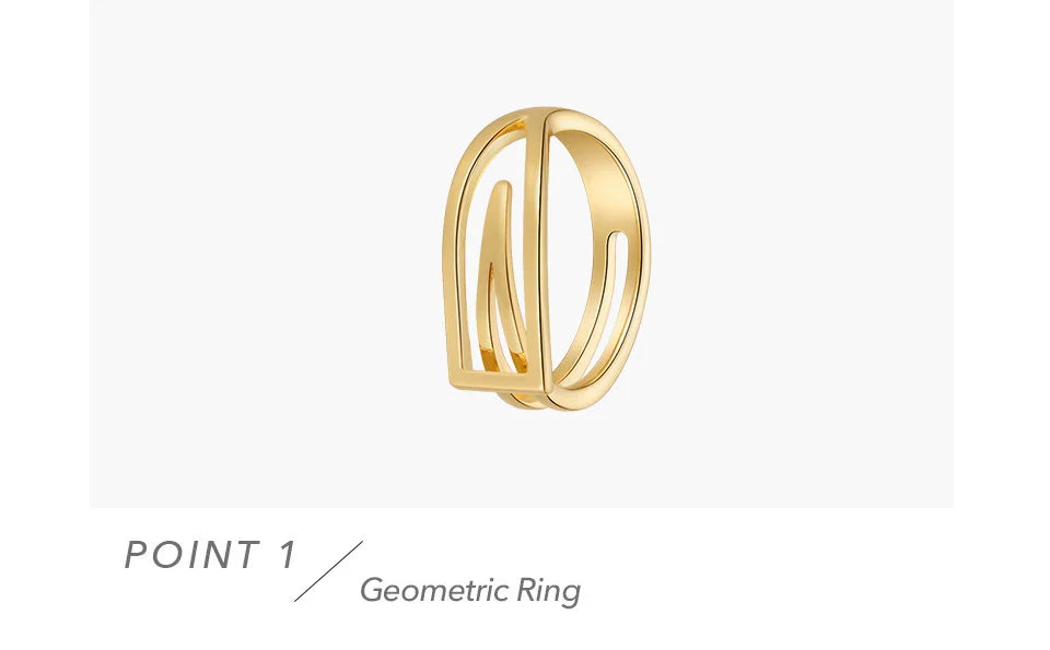 ENFASHION Geometric Rings For Women 18K Gold Color