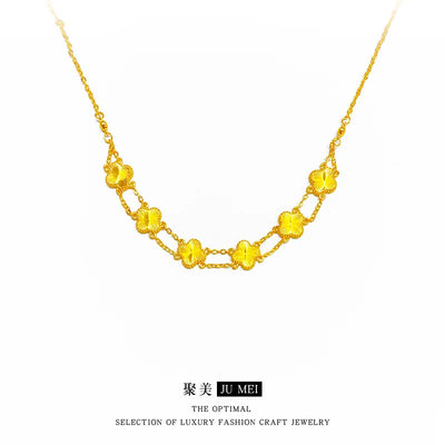 Fashion 24K real gold double row set for women's light luxury exquisite