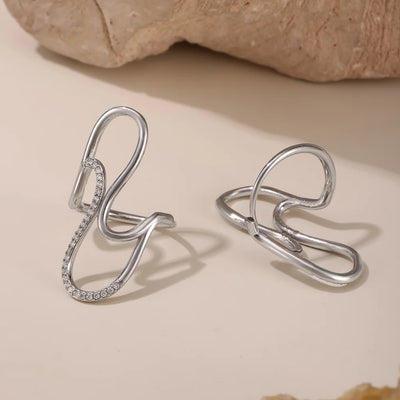 Fashion Women's Ring In Stainless Steel With Shiny Zircon 18k Gold