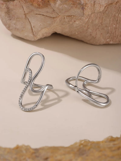 Fashion Women's Ring In Stainless Steel With Shiny Zircon 18k Gold