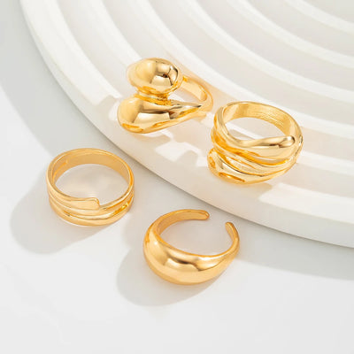 Fashion 4Pcs Irregular Rings Set for Women Punk Personality