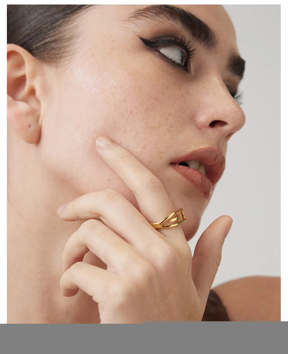 ENFASHION Geometric Rings For Women 18K Gold Color