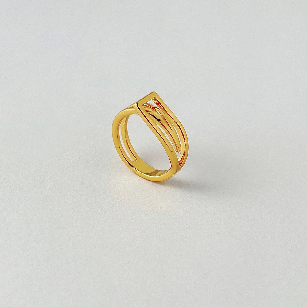 ENFASHION Geometric Rings For Women 18K Gold Color