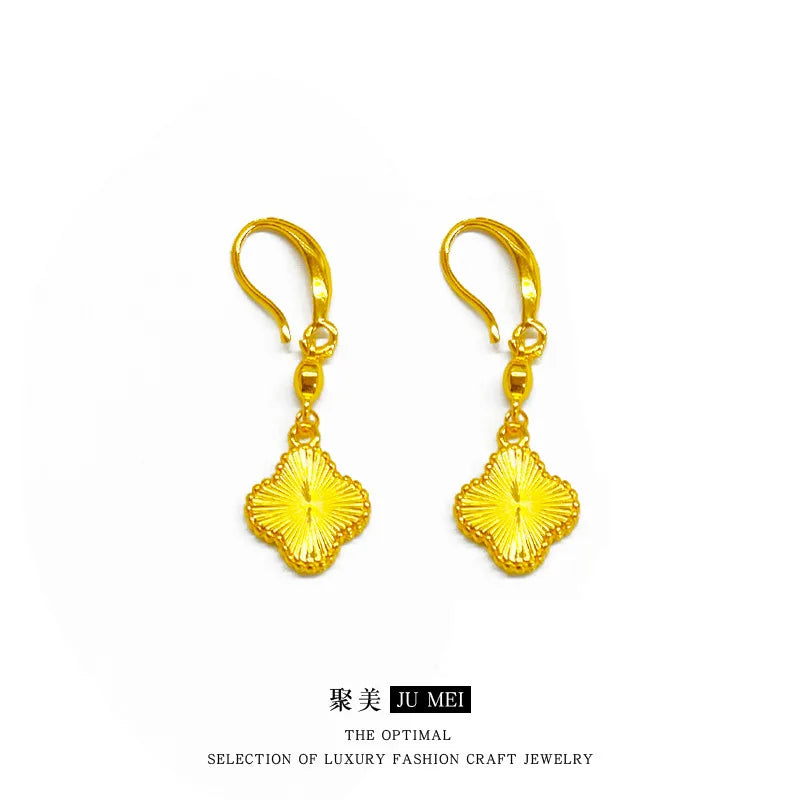 Fashion 24K real gold double row set for women's light luxury exquisite